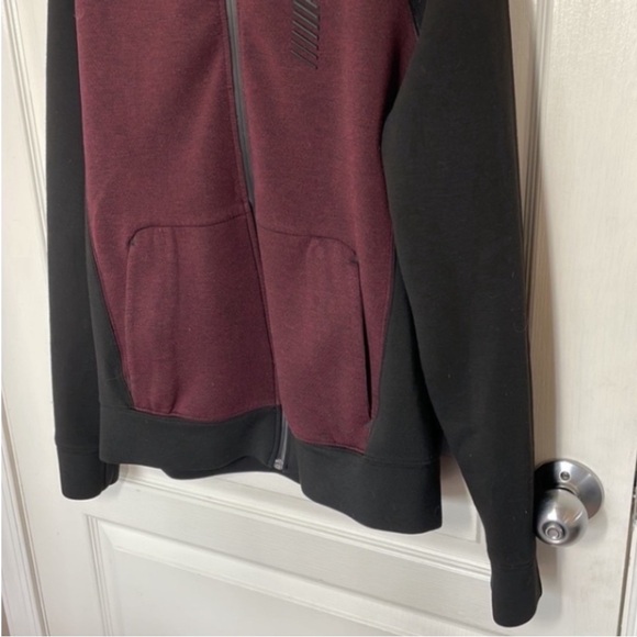 American Eagle Flex Zip Sweatshirt Burgundy Gray Heavyweight Hoodie Winter Gift - Picture 4 of 16